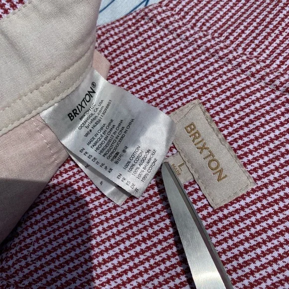 Brixton Christina Red White Checkerboard Denim Carpenter Overall Work Wear large - Picture 9 of 16